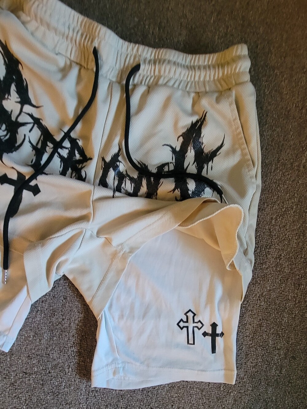 Men's Size XS Bundle of 2 Graphic Shorts with Liner Y2K Cross 2 in 1 Gym Shorts - Picture 5 of 6